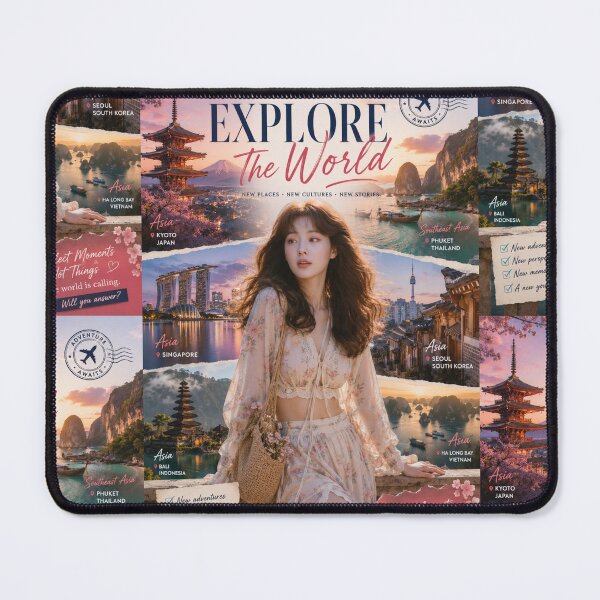 Item preview, Explore The World Asia Travel Poster | Aesthetic Wanderlust Wall Art designed and sold by Inkora-Art.