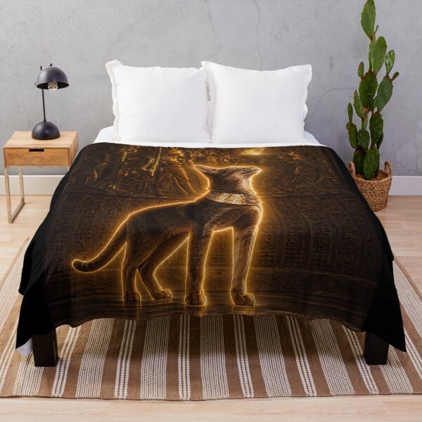 Item preview, Mystical Egyptian Cat with Glowing Golden Aura designed and sold by ZahraaStudio.