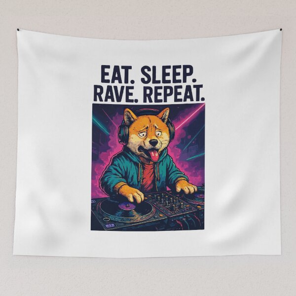 Item preview, Shiba Inu DJ: Eat Sleep Rave Repeat Streetwear designed and sold by Pineapple-Tree.