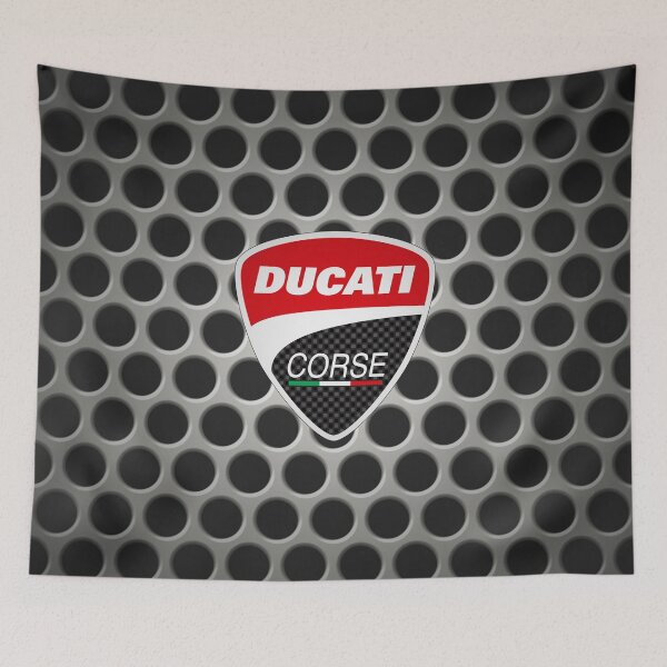 Item preview, Ducati Corse logo on gray carbon fibre background designed and sold by fullstackphotos.