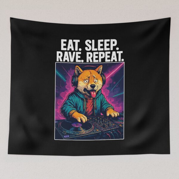 Item preview, Shiba Inu DJ: Eat Sleep Rave Repeat Streetwear designed and sold by Pineapple-Tree.