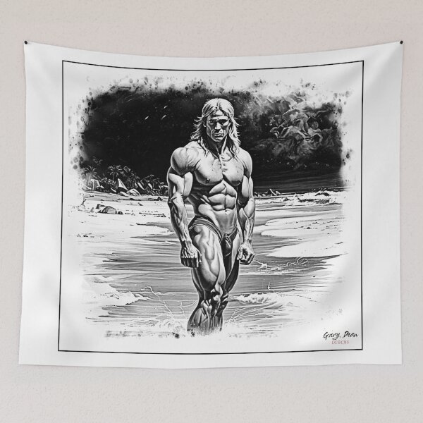 Item preview, Jungle Muscle Man In A River   Gary Dean Designs  Digital Drawing designed and sold by GaryDeanDesigns.