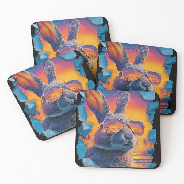 Item preview, Rabbit with Sunglasses Sunset Beach Tropical Animal Summer designed and sold by Littermin.