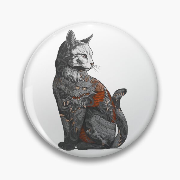 Item preview, The Ashen Warden Cat Tattoo designed and sold by runcatrun.