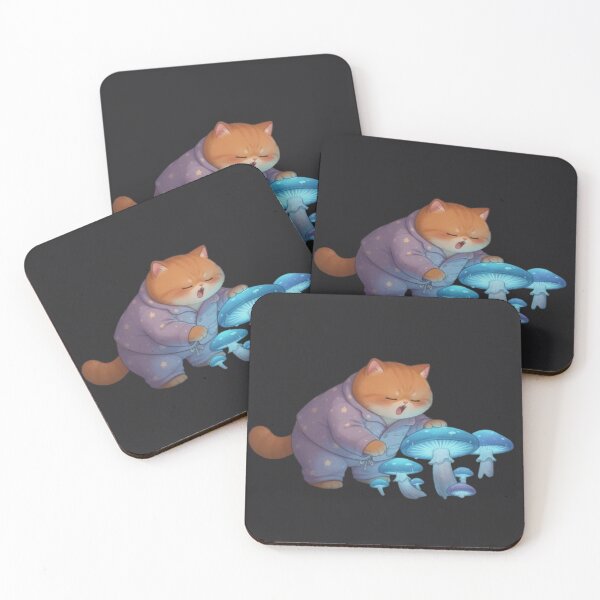 Item preview, Chubby Cat Yawning Magic Mushrooms designed and sold by Moody Vibes Studio.