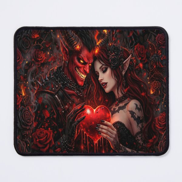 Item preview, Infernal Rosebound Hearts – Dark Fantasy Demon & Gothic Elf Love Art designed and sold by TheInkRaven.