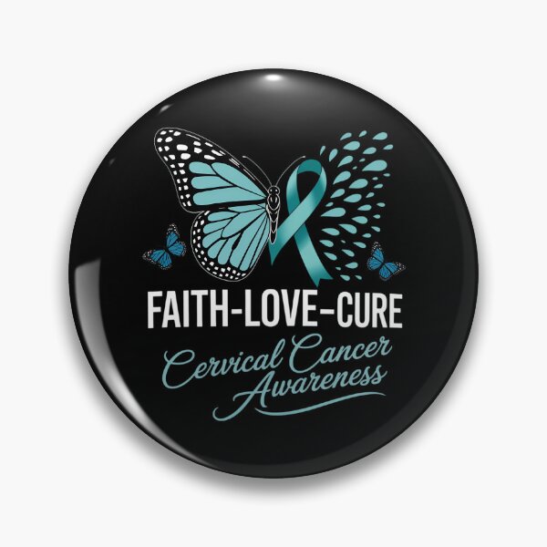 Item preview, Faith Love Cure Cervical Cancer Butterfly Teal White Ribbon designed and sold by TrinaEspinoza.