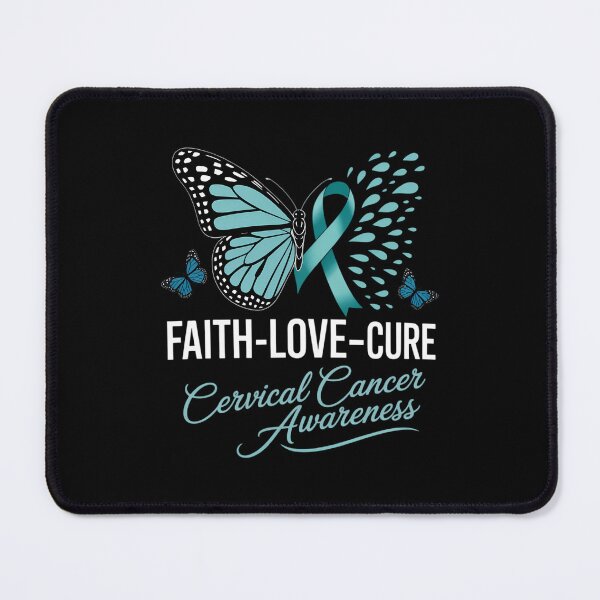 Item preview, Faith Love Cure Cervical Cancer Butterfly Teal White Ribbon designed and sold by TrinaEspinoza.