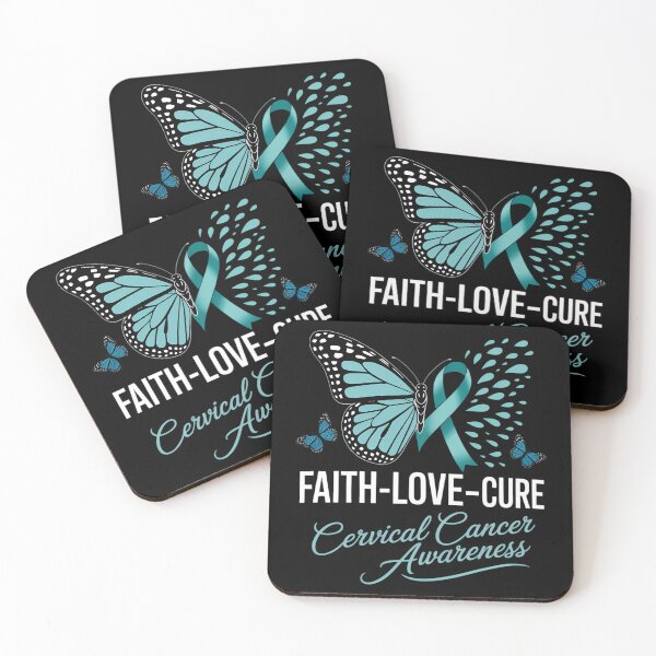 Item preview, Faith Love Cure Cervical Cancer Butterfly Teal White Ribbon designed and sold by TrinaEspinoza.