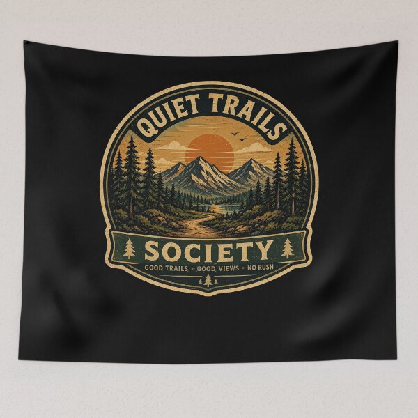 Item preview, Quiet Trails Society – Retro Hiking Nature Introvert Design designed and sold by MotylekAnia.