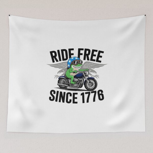 Item preview, Ride Free Since 1776 Patriotic Frog Biker American Flag Motorcycle designed and sold by Thread&Fable.