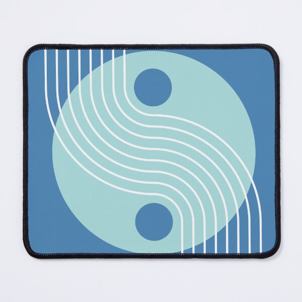 Item preview, Mid Century Abstract Yin Yang Geometric Wave in Ocean Mist designed and sold by nineFlorals.