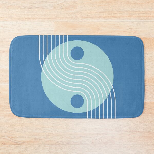 Item preview, Mid Century Abstract Yin Yang Geometric Wave in Ocean Mist designed and sold by nineFlorals.