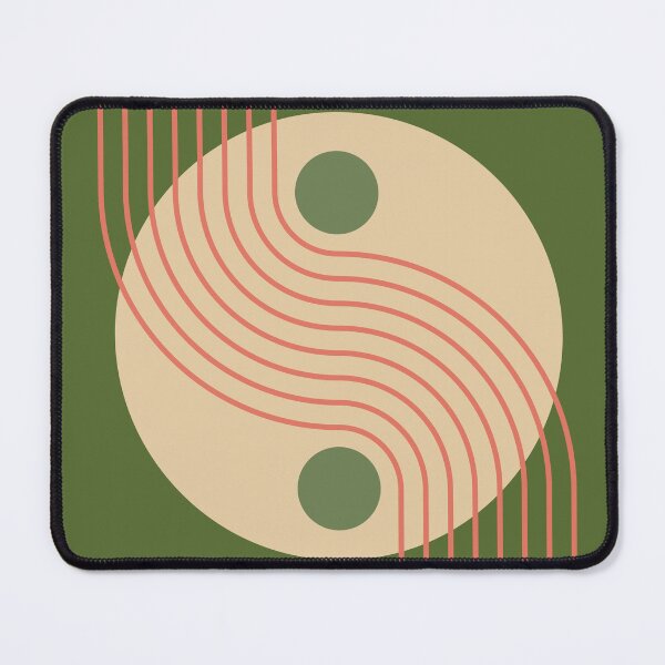 Item preview, Mid Century Abstract Yin Yang Geometric Wave in Earthy Minimalist Olive Green designed and sold by nineFlorals.