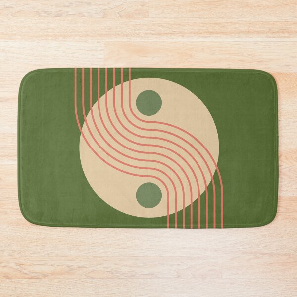 Item preview, Mid Century Abstract Yin Yang Geometric Wave in Earthy Minimalist Olive Green designed and sold by nineFlorals.