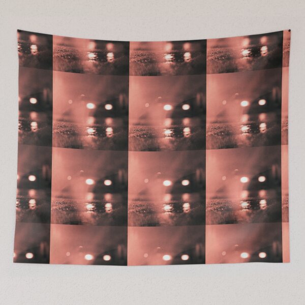 Item preview, Analog photo of tarmac of street at night with car headlights in rain designed and sold by edwardolive.