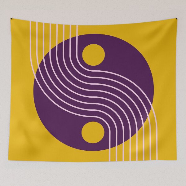 Item preview, Mid Century Abstract Yin Yang Geometric Wave in Sunset Boulevard 70s Retro Funk designed and sold by nineFlorals.