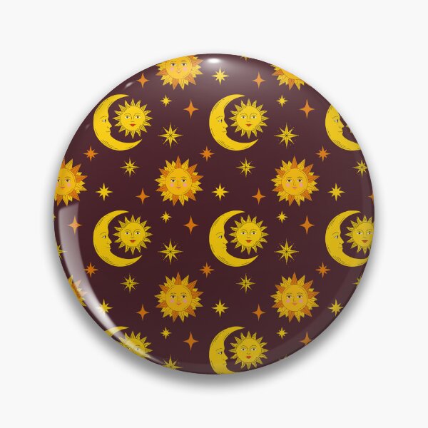 Item preview, Celestial Sun and Crescent Moon with Faces, Esoteric Seamless Pattern with Stars on Dark Burgundy designed and sold by AllaMashycheva.