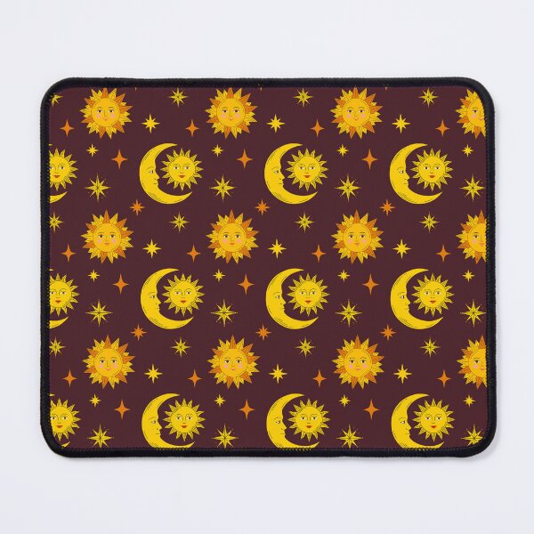 Item preview, Celestial Sun and Crescent Moon with Faces, Esoteric Seamless Pattern with Stars on Dark Burgundy designed and sold by AllaMashycheva.