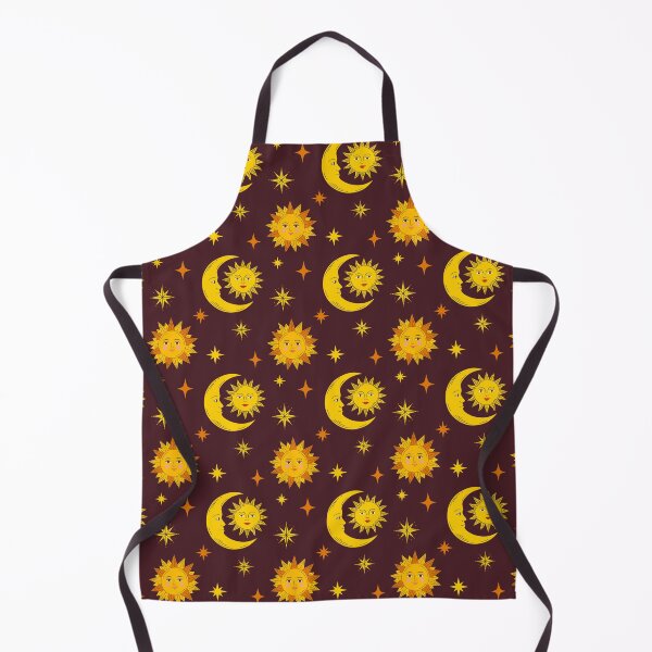 Item preview, Celestial Sun and Crescent Moon with Faces, Esoteric Seamless Pattern with Stars on Dark Burgundy designed and sold by AllaMashycheva.