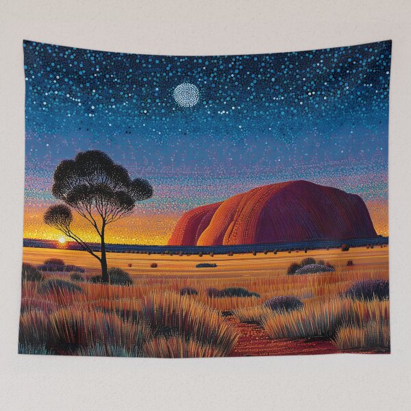 Item preview, Aboriginal Inspired Dot Art - Midnight Uluru Ayers Rock designed and sold by GrinGalore.