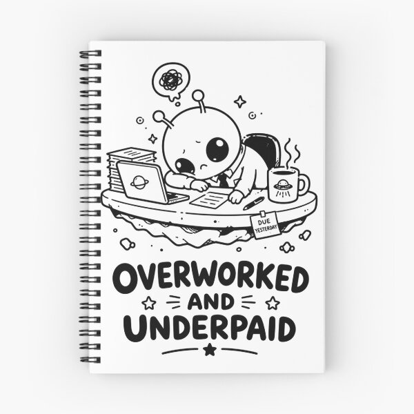 Item preview, Overworked and Underpaid Alien T-Shirt designed and sold by MaynyStudio.