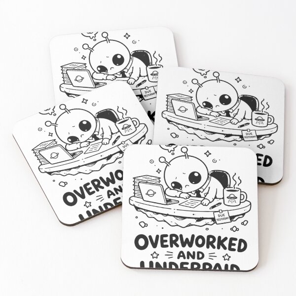 Item preview, Overworked and Underpaid Alien T-Shirt designed and sold by MaynyStudio.