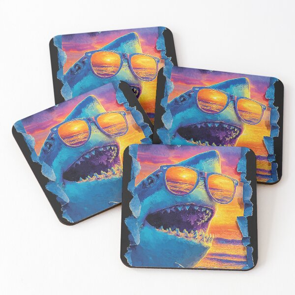 Item preview, Shark with Sunglasses Sunset Beach Tropical Animal Summer designed and sold by Littermin.