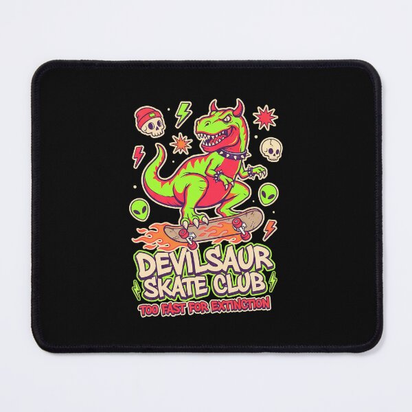 Item preview, Devilsaur Skate Club – Retro Punk Devil Dinosaur Skateboarding Design designed and sold by DesignDoodleArt.