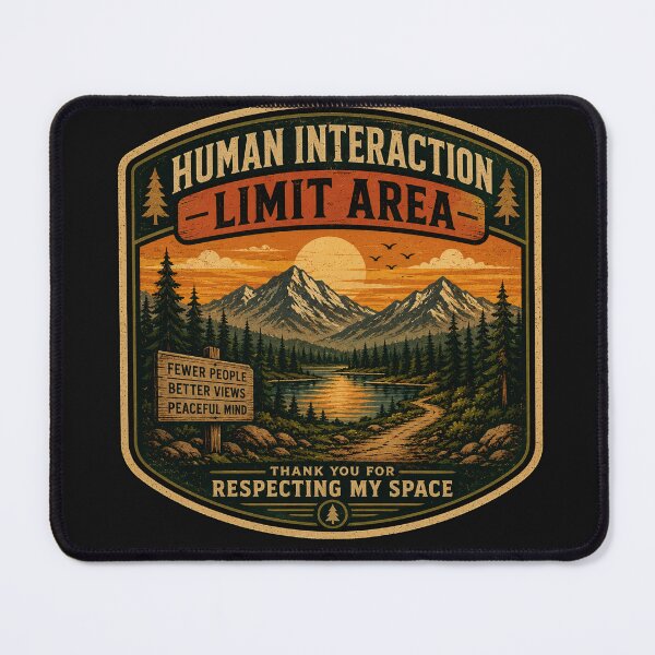 Item preview, Human Interaction Limit Area – Retro Hiking Introvert Nature Design designed and sold by MotylekAnia.