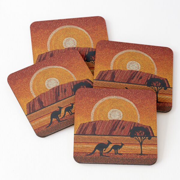 Item preview, Aboriginal Inspired Dot Art - Ayers Rock Uluru At Reddish Brown designed and sold by GrinGalore.