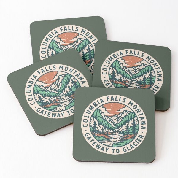 Item preview, Columbia Falls Montana Gateway to Glacier Vintage Mountain Badge designed and sold by ArcticFoxStudio.