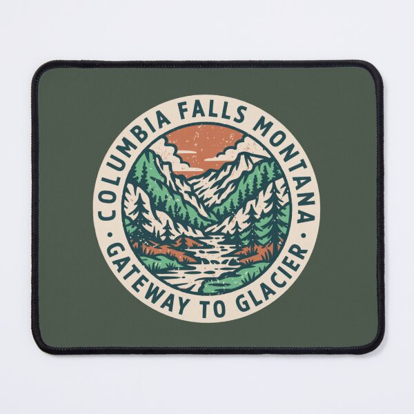 Item preview, Columbia Falls Montana Gateway to Glacier Vintage Mountain Badge designed and sold by ArcticFoxStudio.
