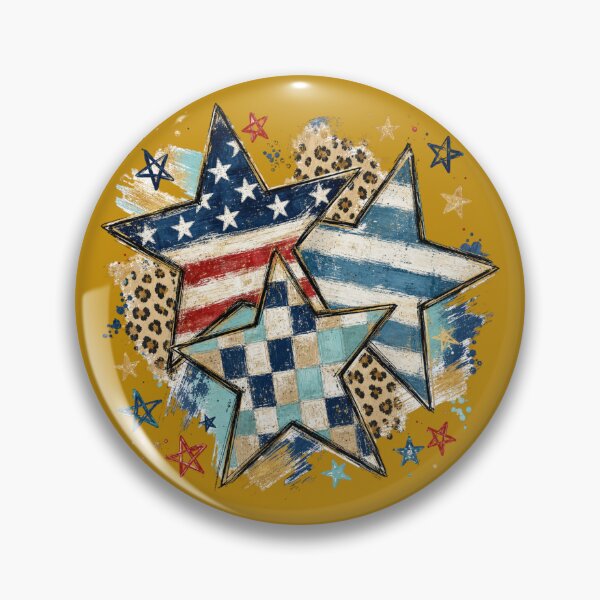 Item preview, Grunge Americana Stars: Leopard Print & Checkered Patriotic Art designed and sold by TatyanaArt.