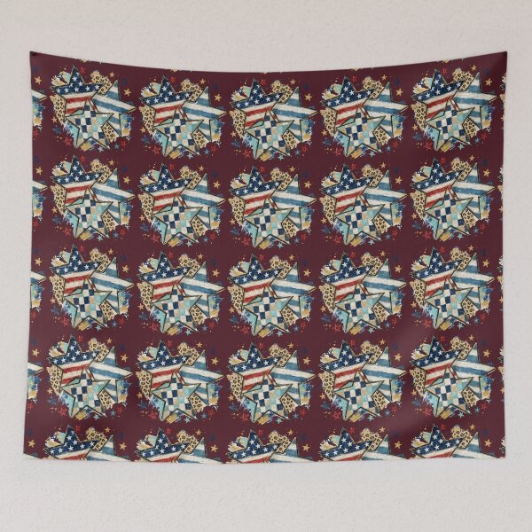 Item preview, Grunge Americana Stars: Leopard Print & Checkered Patriotic Art designed and sold by TatyanaArt.