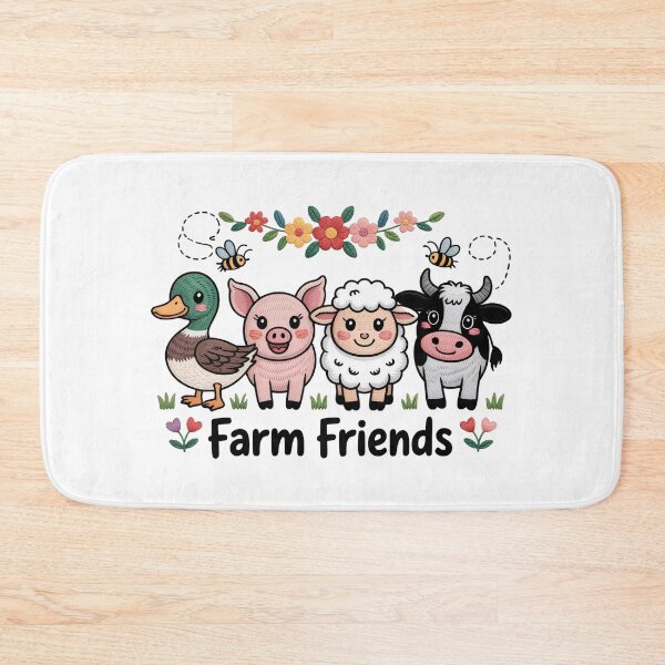 Item preview, Whimsical Faux Embroidery Farm Friends Art - Cute Cottagecore Barnyard Animals Design designed and sold by Picasfarmer.