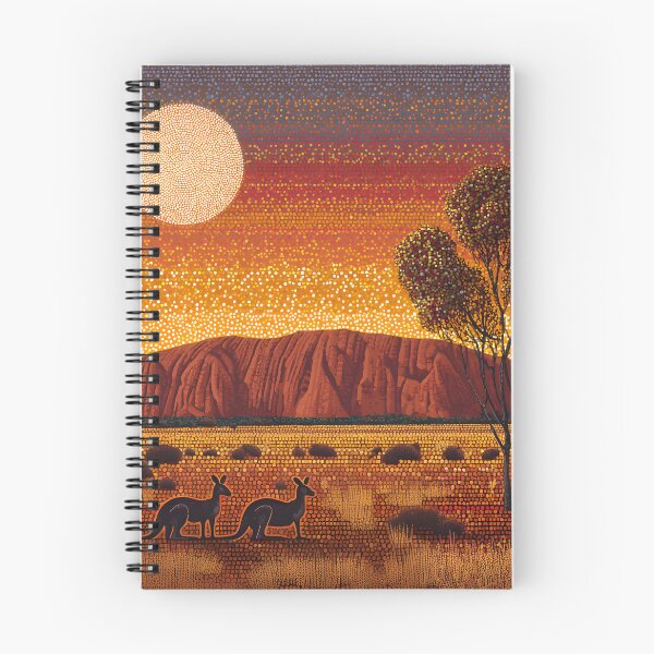 Artikelvorschau, Von den Aborigines inspirierte Punktmalerei – Zwei Kängurus in der Nähe von Uluru entworfen und verkauft von GrinGalore.