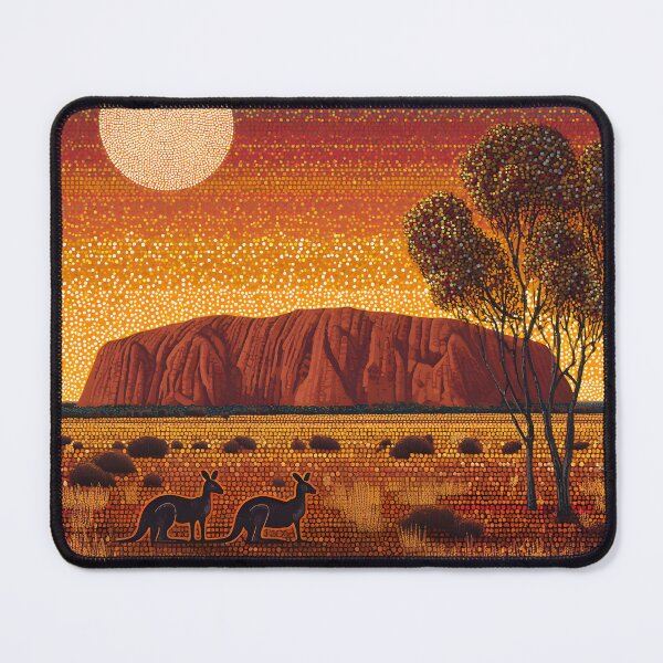 Item preview, Aboriginal Inspired Dot Art - Two Kangaroos Near Uluru designed and sold by GrinGalore.