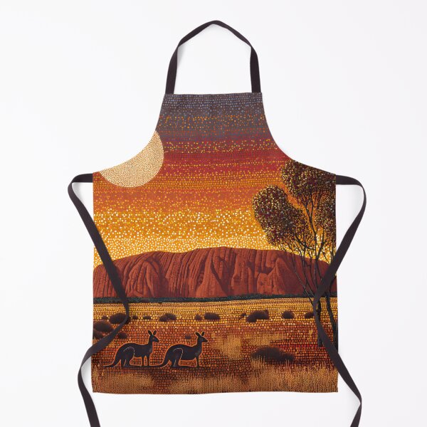 Item preview, Aboriginal Inspired Dot Art - Two Kangaroos Near Uluru designed and sold by GrinGalore.