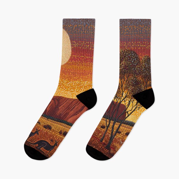 Item preview, Aboriginal Inspired Dot Art - Two Kangaroos Near Uluru designed and sold by GrinGalore.