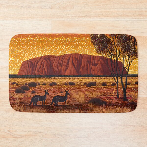Item preview, Aboriginal Inspired Dot Art - Two Kangaroos Near Uluru designed and sold by GrinGalore.