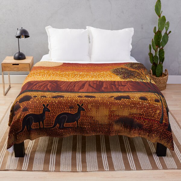 Item preview, Aboriginal Inspired Dot Art - Two Kangaroos Near Uluru designed and sold by GrinGalore.