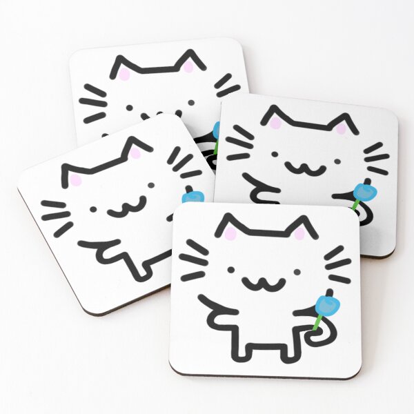 Item preview, Smiling Cat Holding Blue Flower designed and sold by AestheteArchive.