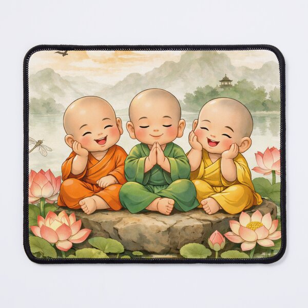 Item preview, Happy Little Monks Spiritual Art designed and sold by hutofdesigns.