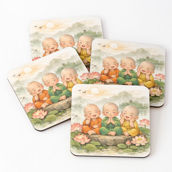Item preview, Happy Little Monks Spiritual Art designed and sold by hutofdesigns.