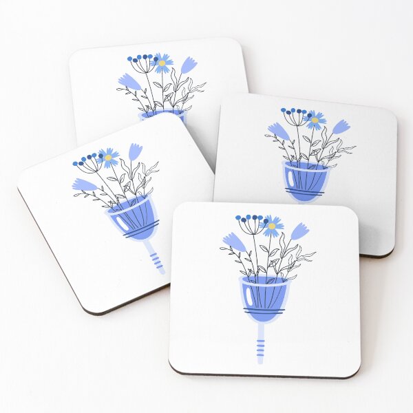 Item preview, Blue Menstrual Cup with Creative Floral Bouquet designed and sold by the-myro.