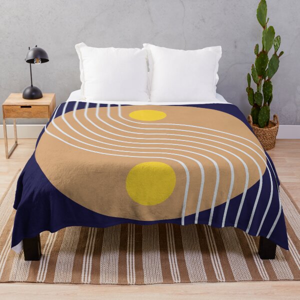 Item preview, Mid Century Abstract Yin Yang Geometric Wave in Midnight Cosmic Indigo Gold designed and sold by nineFlorals.