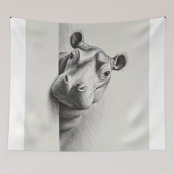 Item preview, Curious Hippo Peeking designed and sold by lautir.
