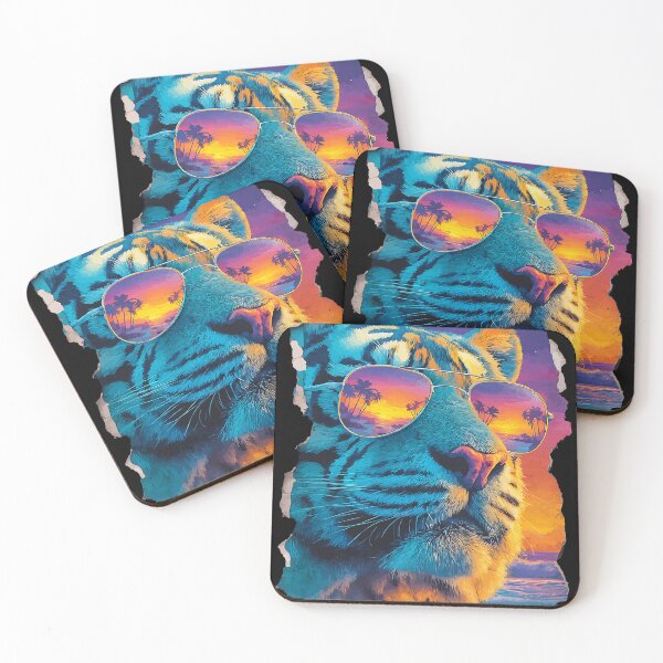Item preview, Tiger with Sunglasses Sunset Tropical Feline Animal Summer designed and sold by Littermin.