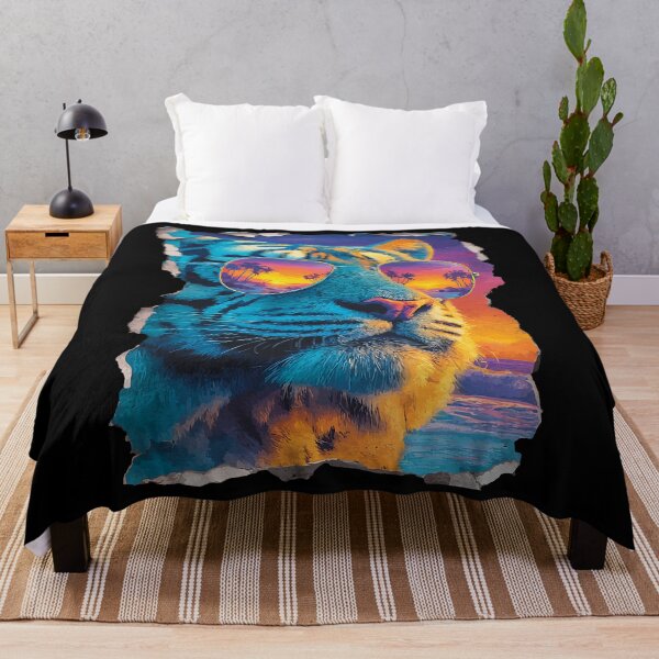 Item preview, Tiger with Sunglasses Sunset Tropical Feline Animal Summer designed and sold by Littermin.